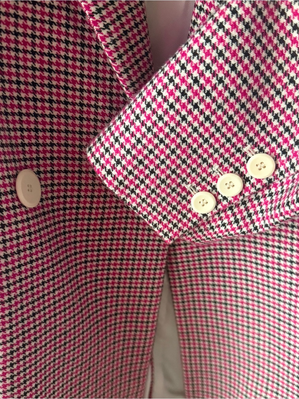 Maje Pink Houndstooth Double-Breasted Blazer - Picture 5 of 16